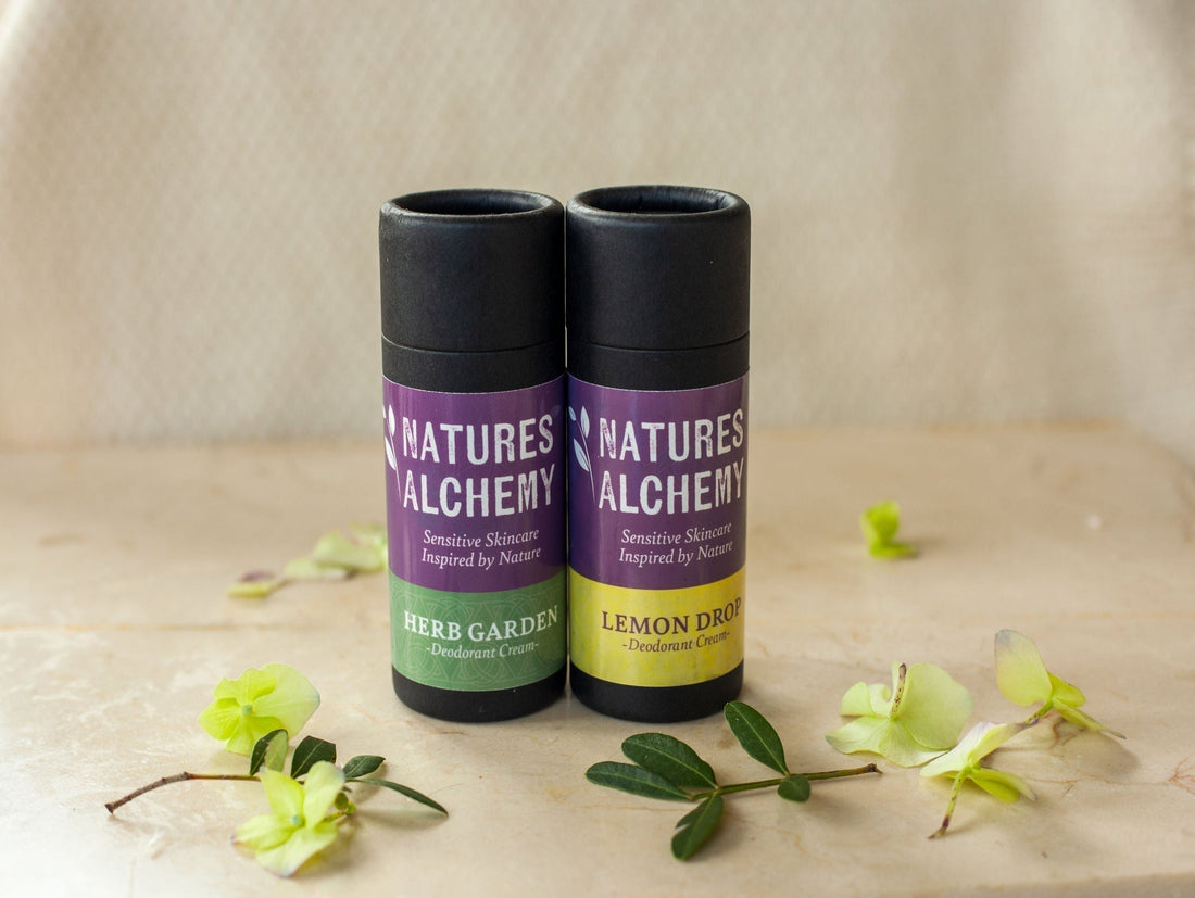 Natural aluminium-free deodorant Ireland handmade by Natures Alchemy in compostable packaging