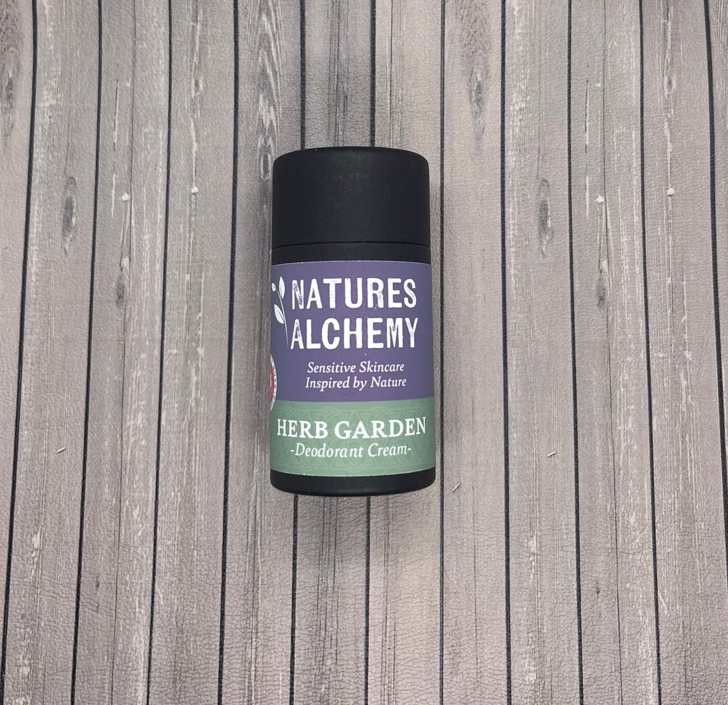 Natures Alchemy Herb Garden natural deodorant stick in compostable push-up tube